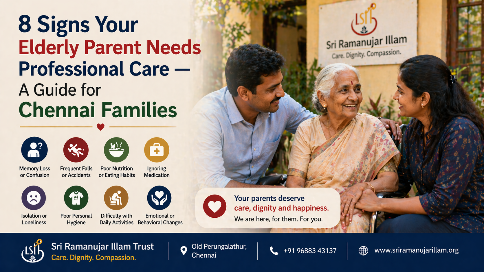 Elder Care Tips for Families Chennai | 8 Signs | Sri Ramanujar Illam Trust